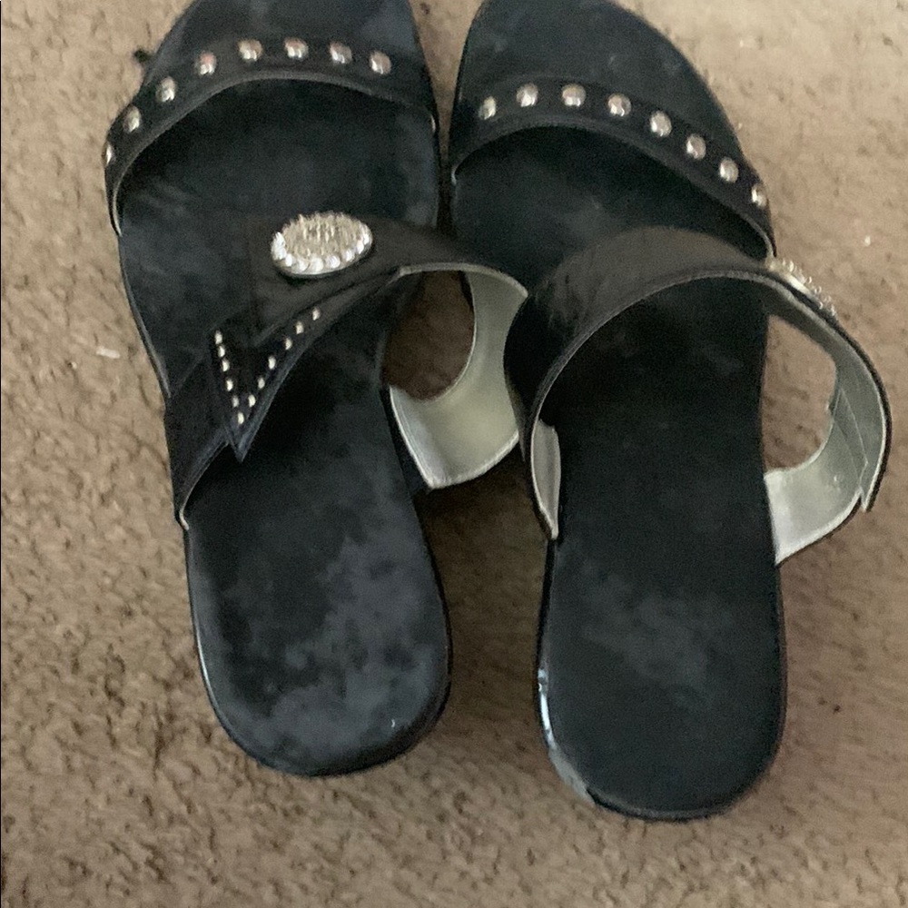 Black Studded Women's Slide Sandals
